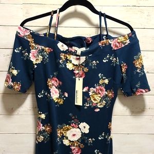 Floral off-shoulders pencil skirt dress